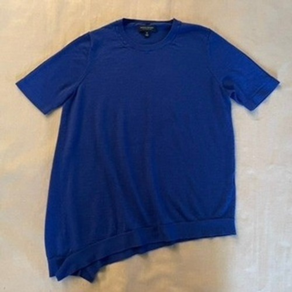 Banana Republic Merino Wool Sweater M Royal Blue Asymmetrical Lightweight